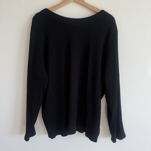 Universal Standard Sweaters - UNIVERSAL STANDARD Black Ribbed Boat Neck Long Sleeve Top Sweater Relaxed Large